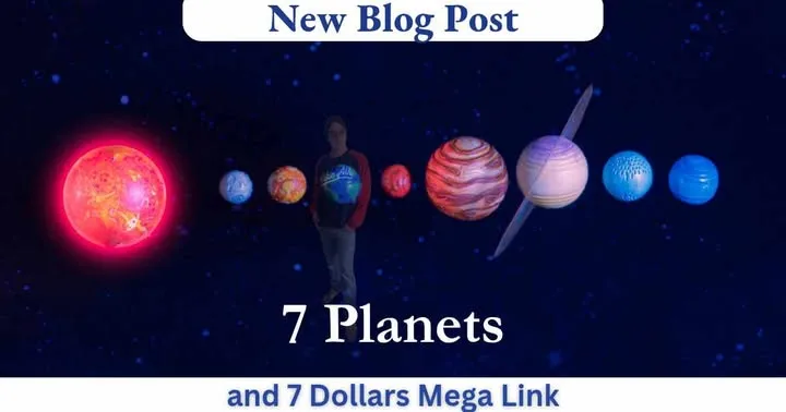 Seven planets aligned in the night sky, symbolizing opportunities with the 7 Dollars Mega Link.